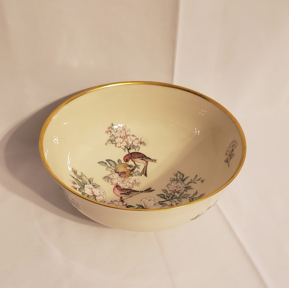 Lenox Peach Blossoms Branch And Birds Bowl Gold Trim